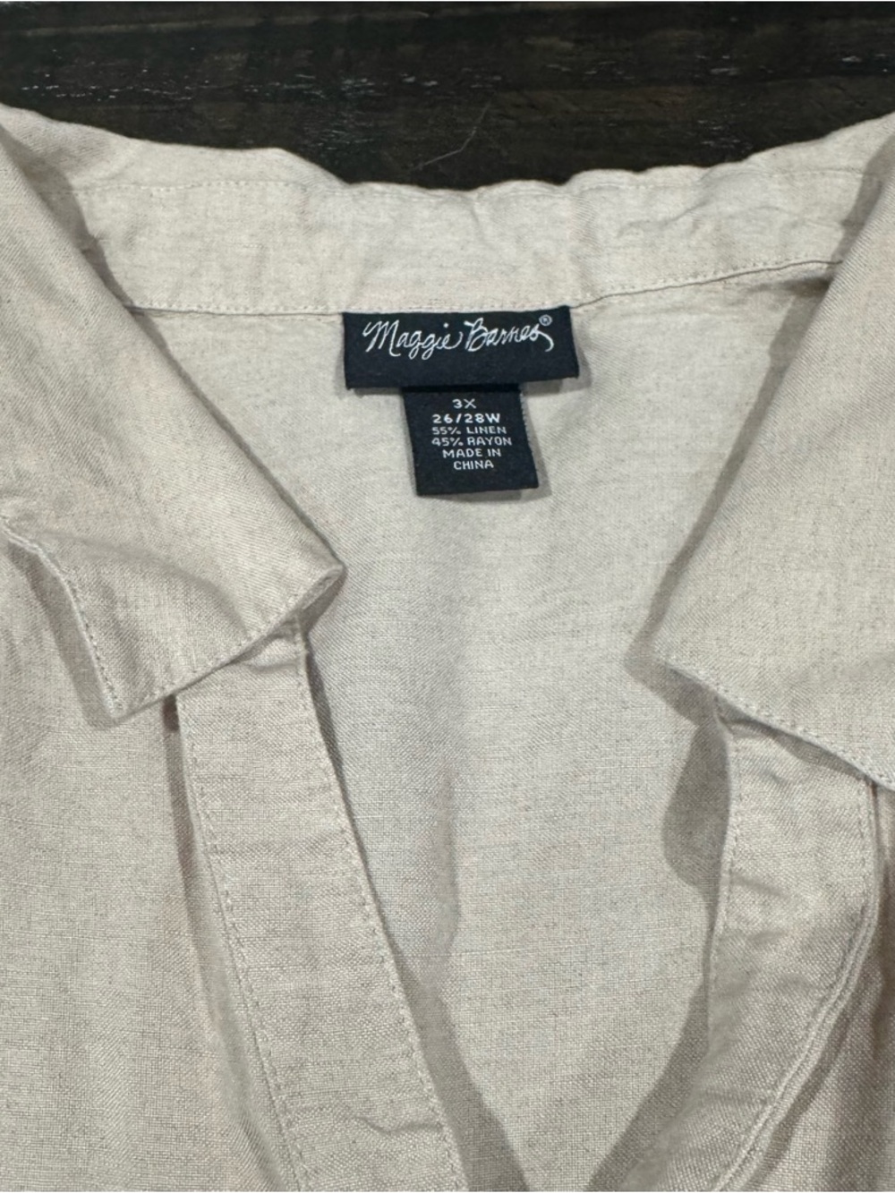 Maggie Barnes Neutral Beige Button-Up Shirt Size 3X